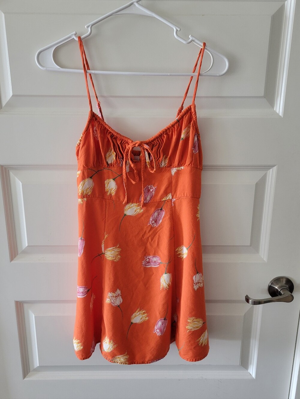 Urban Outfitters Orange Floral Spaghetti Strap Mini Sundress Size Small